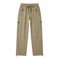 thumbnail image 4 of Levmjia Women's Cargo Pants with Multi Pockets High Waisted Straight Leg Utility Pants Adjustable Drawstring Elastic Waist Casual Hiking Trousers for Outdoor, 4 of 4