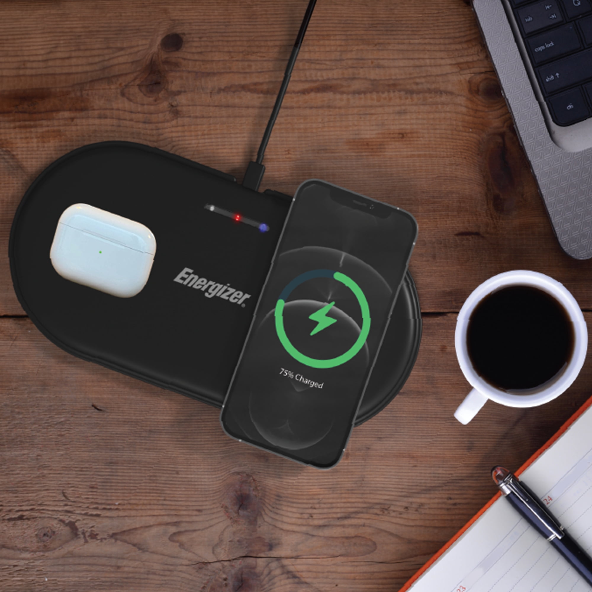 QI Dual Wireless Charging Pad – Fast Dual Device Wireless Charger for Qi-Enabled iPhone, Samsung Galaxy & Android Phones
