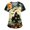Dark Gray, variant on Halloween Scrub Top for Women, Haunted House & Ghost Graphic V-Neck Medical Uniform with Pockets, Loose Fit Short Sleeve Nurse Tunic, 1 Piece Beige XXXL
