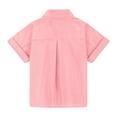 thumbnail image 5 of Hiijoy Big Girls Cotton Linen Button Up Shirt Solid Color Short Sleeve Loose Shirt, 5 of 5