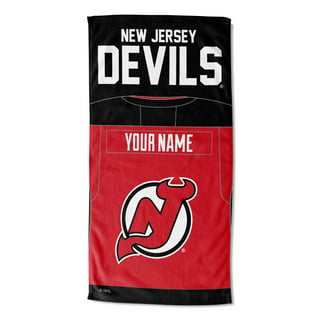 New Jersey Devils Logo - Red on Black Beach Towel