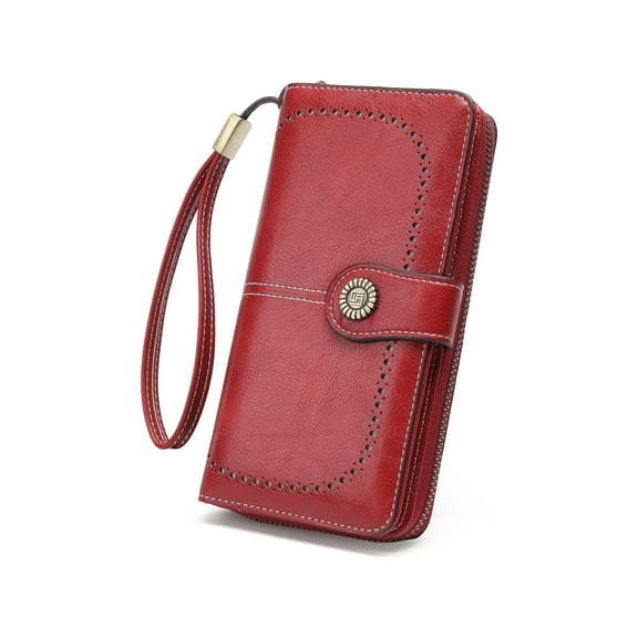 KAWELL Women's Leather RFID Blocking Wristlet Wallet - Large Capacity Purse with Wrist Strap