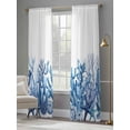 thumbnail image 3 of Nautical Coastal Sheer Curtains 108 Inch Length 2 Panels Set, Summer Ocean Coral Starfish Conch Blue Voile Window Treatment Semi Sheer Long Curtains Drapes for Bedroom/Living Room/Kitchen 52"x108"x2, 3 of 7