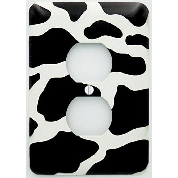 Black and White Cow Print Metal Light Switch Plate and Outlet Covers / Animal Pattern Spots Cow Nursery Wall Decor