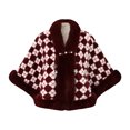 thumbnail image 2 of Umfun Women's Checkered Velvet Faux Fur Trim Cape Wrap Short Winter Shawl Outerwear with Pearl Toggle Closure and Cozy Cuffs for Party Casual Holiday, 2 of 7