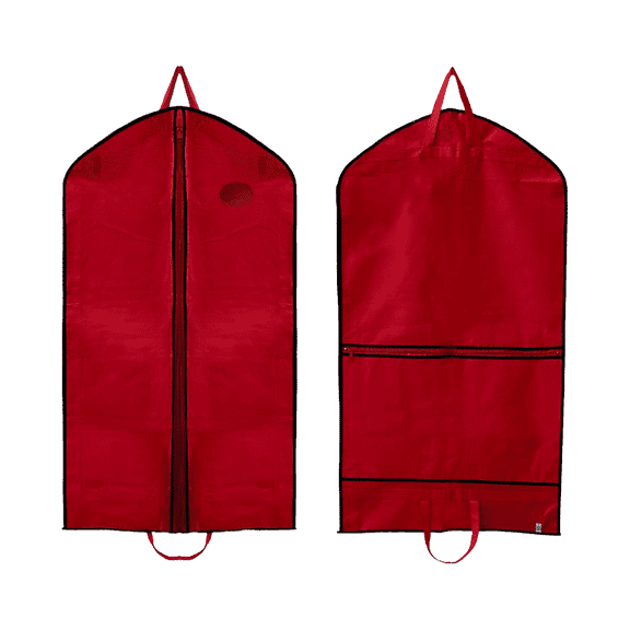 45'' Breathable Red (Gussted) PP Non Woven Garment Bag (Window & Shoe Pocket) - 1 Count - Basic LTD