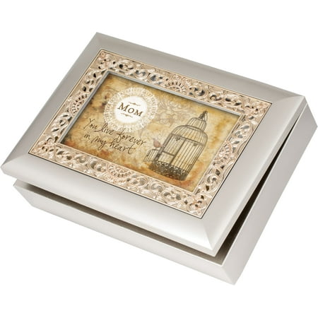 - Cottage Garden Mom Ornate Champagne Silver Music Box / Jewelry Box Plays Wind...