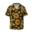 thumbnail image 4 of Uemuo Sunflowers And Bww Pattern Cotton Linen Short Sleeve Shirts,Casual Lightweight Button Down Shirts,Vacation Beach Summer Tops-Small, 4 of 7
