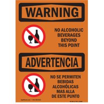 OSHA WARNING Sign - No Alcoholic Beverages Bilingual | Decal | Protect Your Business, Construction Site, Warehouse & Shop Area | Made in the USA