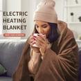 thumbnail image 2 of LACKUST Throw Heated Blanket ElectricClearance,59x33in Heating Home Shawl Blanket Warmer 3 Gears Temperature Brown Heated Blanket,5V, 2 of 8