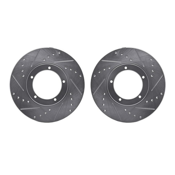 Dynamic Friction Company Front Brake Rotors-Drilled and Slotted-Silver 7002-02002