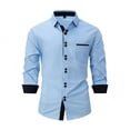 thumbnail image 2 of Stamzod Mens Button Down Shirt Fashion Color-Block Long Sleeve Dress Shirts formal Business Casual Oversized Shirt Sky Blue-1 XXL, 2 of 6