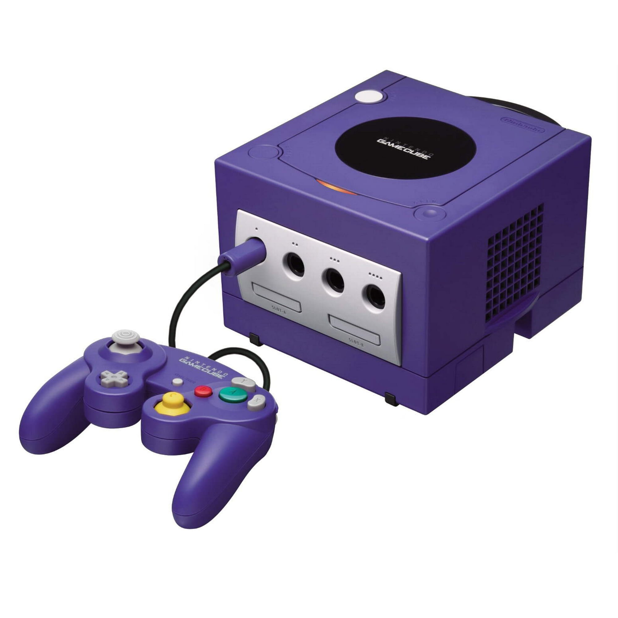 Restored Nintendo GameCube Video Game Console Indigo Purple Matching Controller Cables Refurbished Walmart