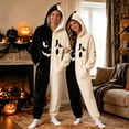 thumbnail image 2 of Xijirk Unisex Onesie Costume with Hood Zipper Closure Side Pockets Fuzzy Monster Graphic Jumpsuit for Halloween Cosplay Sleepwear Party Event,Black,M, 2 of 6