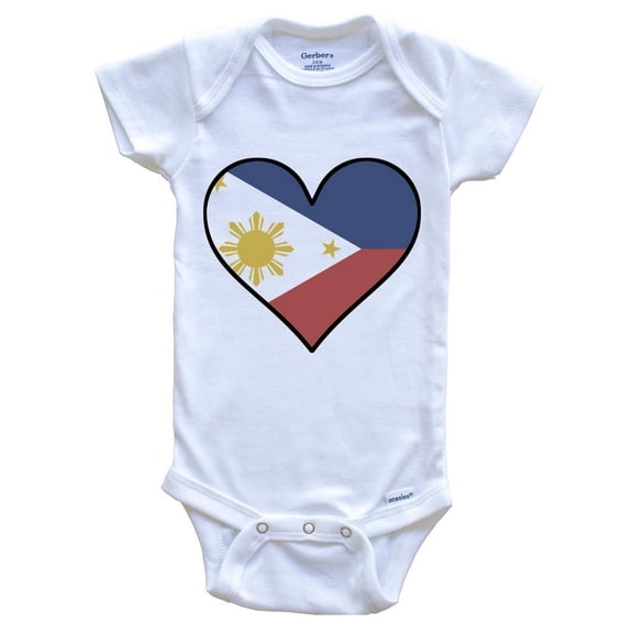Filipino Flag Baby Bodysuit - Cute Filipino Flag Heart - Philippines Baby Bodysuit, 0-3 Months White