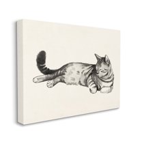Stupell Industries Sleeping Striped Cat Minimal Relaxed Pet Canvas Wall Art by Grace Popp