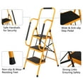 thumbnail image 2 of Tcbosik 3-Step Folding Ladder with Handrails – 330 lbs Capacity Heavy-Duty Iron Step Stool with Wide Pedals, Safety Lock & Non-Slip Rubber Feet, Yellow, 2 of 9