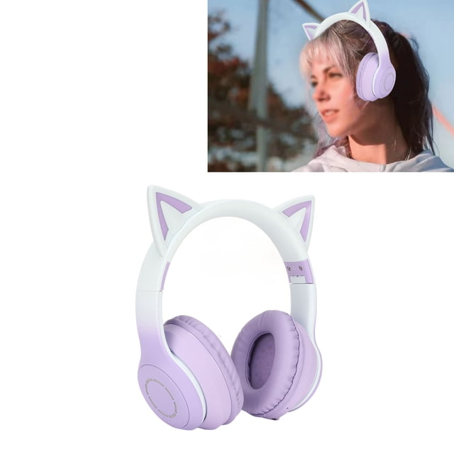 Auriculares Con Orejas de Gato, Auriculares de Música Plegables Con Luz LED, Micrófono Desmontable Para Adolescentes y Adultos, de Conexión rápida