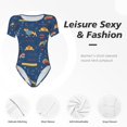 thumbnail image 4 of Pofeuu French Bulldog Dog In Beret Print Short Sleeve Body Suits Women Round Neck Bodysuits for Women Onesie Adult Set Body Suit-Large, 4 of 7