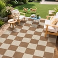 thumbnail image 2 of HIWEAVER Brown 6' x 9' Modern Geometric Easy Jute Area Rug for Living Room Washable Checkered Print Indoor Outdoor Carpet Non-Slip Stain-Resistant Kitchen Throw Mat Low Pile Patio Rug Decor, 2 of 6