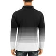 thumbnail image 3 of yillto Men Big and Tall Tops Buttons Neck Striped Long Sleeve Golf Shirts Pullover Casual Athletic Tee, 3 of 7