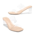 thumbnail image 3 of LuckLilac Women's Clear Open Square Toe Heels Transparent Strap Block Heel Slip on Sandals for Summer Parties Daily Wear, 3 of 6