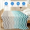 thumbnail image 4 of Turquoise Brown Cooling Blanket,Lightweight Breathable Summer Throw Blanket with Double Sided Cold Effect,Gradient Geometric Stripes Chevron Wave Picnic Blankets Bed Sheet for Hot Sleepers 30"x40", 4 of 8