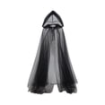 thumbnail image 2 of Fabrcox Halloween Holiday Full Length Hooded Cape, Unisex Adult Double Sided Reversible Mesh Cloak, Black Red Two Tone Garment for Masquerade Christmas Gathering Black, 2 of 6