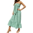 thumbnail image 2 of Boho Maxi Dress for Women Summer Floral Off Shoulder Strapless Ruffle Beach Vacation Clothes Outfits for Women Flowy Long Dresses Vestidos Casuales Para Mujer, 2 of 9