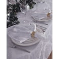 thumbnail image 4 of Newbridge White Damask Barcelona Scroll 52 x 52 inch Square Fabric Holiday Dining Tablecloth, 4 of 5