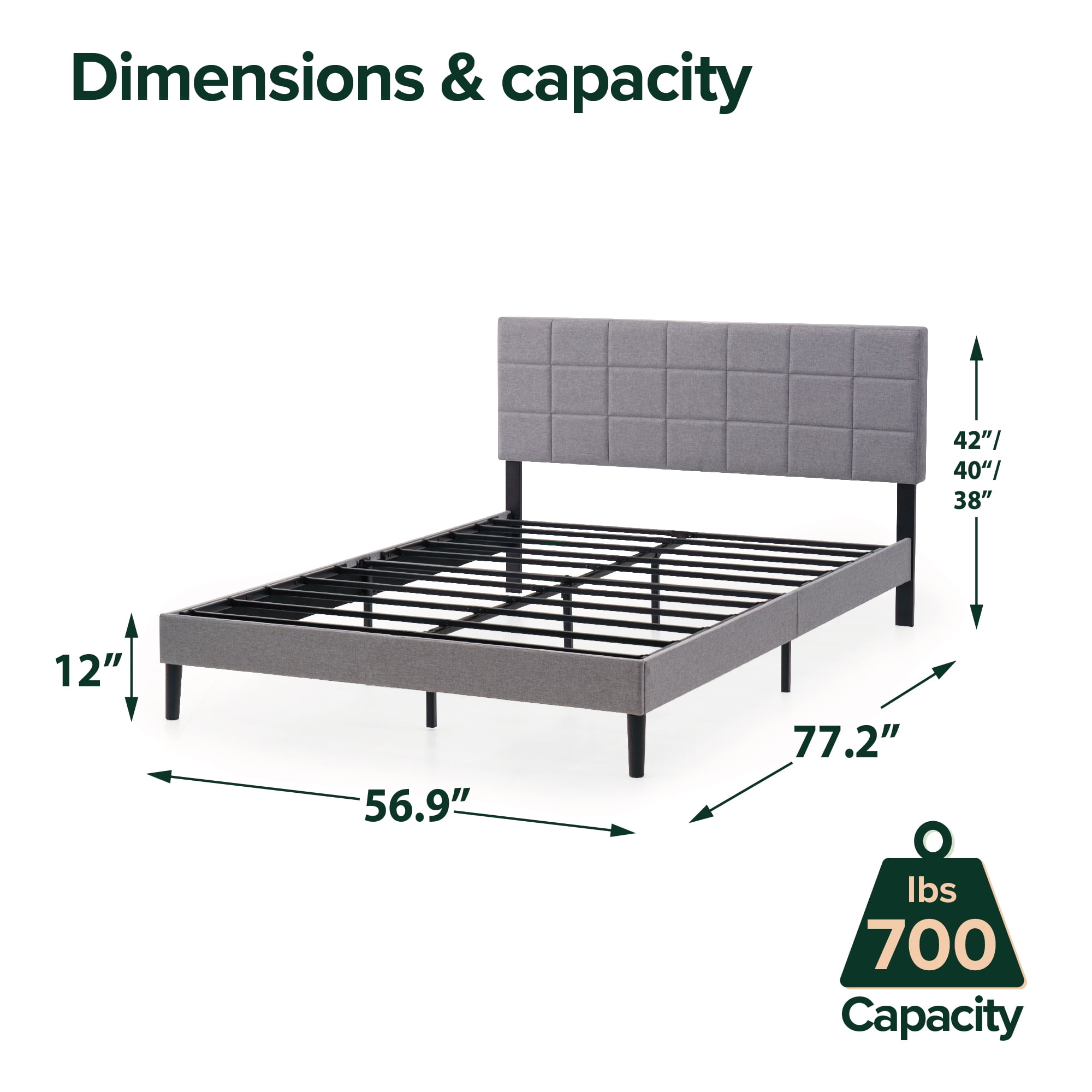 Mainstays Upholstered Platform Bed No Box Spring Needed Gray Queen Walmart