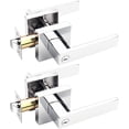 thumbnail image 1 of Square Privacy Door Levers Keyless Chrome Door Handle Indoor Door Handles Interior Bed/Bath Door Lever Handleset Reversible for Left Right Sided Doors, 1 of 7