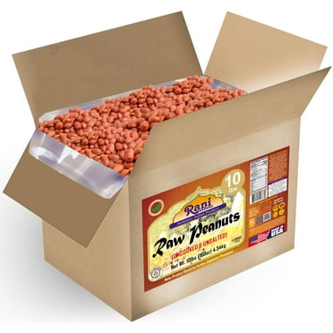 Rani Peanuts, Raw Whole With Skin (uncooked, unsalted) 10lbs (160oz) 4.54kg Bulk Box ~ All Natural | Vegan | Gluten Friendly | Fresh Product of USA ~ Spanish Grade Groundnut/Red-skin