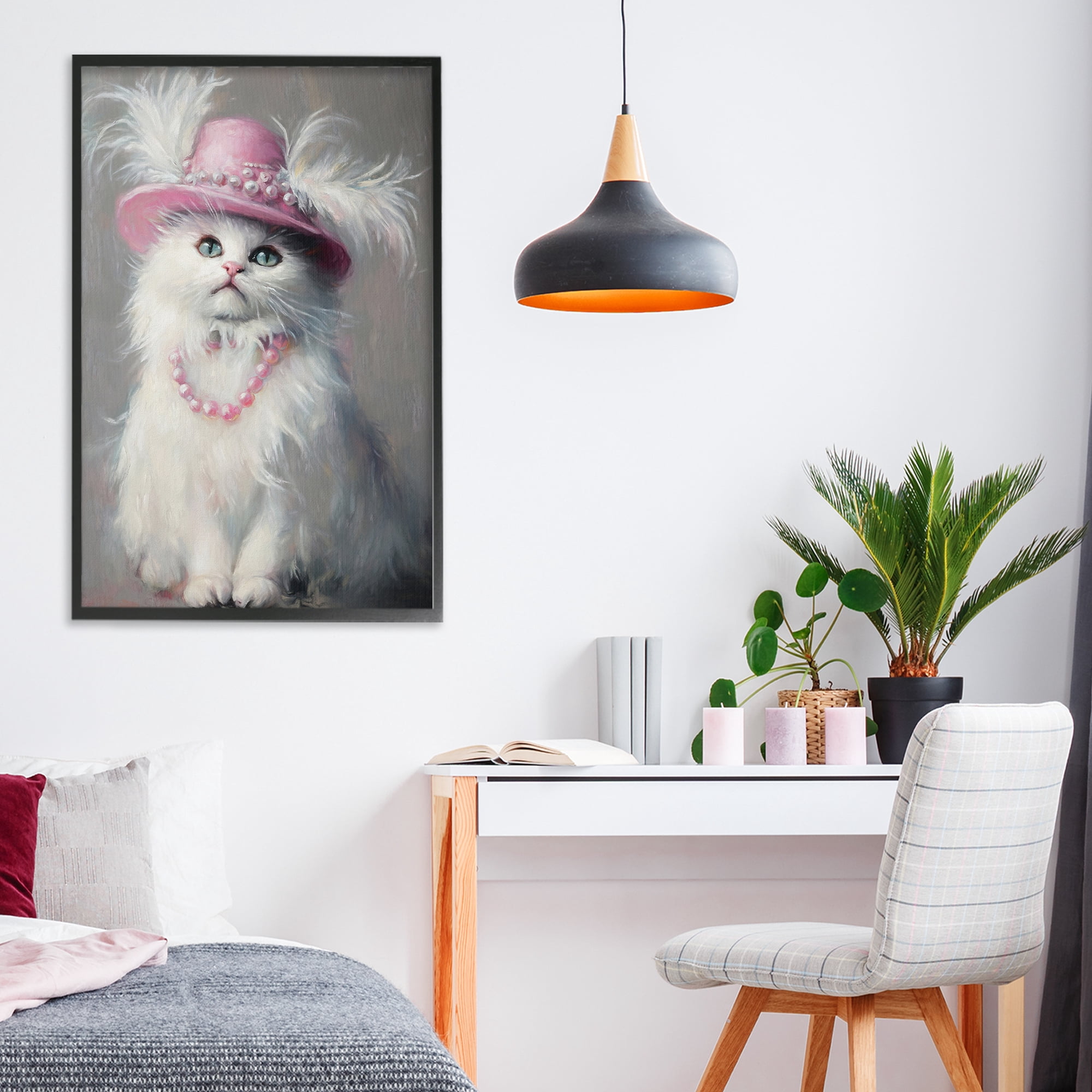 Stupell Industries Beautiful Brigitte Cat Black Framed Giclee Art, design by Tina LeCour