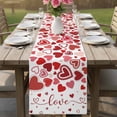 thumbnail image 4 of Red Valentine's Day Table Runner - 108 Inch Long Love Heart Modern Art Watercolor Cotton and Linen Blended Dress Scarves Farmhouse Table Runner for Kitchen Dining, Coffee Table, 13" x 108", 4 of 8