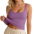 thumbnail image 2 of Womens Tank Tops with Built in Bras Slim Fitted Scoop Neck Plain Padded Shirt Sleeveless Summer Tops, 2 of 7