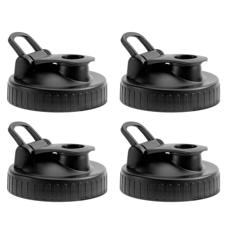 Pour Spout Lids for Ball Regular Mouth Mason Jars, Airtight Canning Jar Flip Cap Top Lid for Drinking, Salad, Dressing Pouring, Leak-Proof, Black Pack of 4