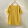 thumbnail image 6 of Tqcoqu Women's Cotton Linen Short Sleeve Tops,Crew Neck Side Button Shirts Casual Loose Fit T-Shirt,Yellow Women's S-XXL, 6 of 8