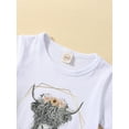 thumbnail image 4 of Toddler Baby Girls Cow Print Bell Bottoms Outfits Short Sleeve T Shirt Tops Cowgirl Summer 2Pcs Sets (Cow Flower White, 3-4 Years), 4 of 9