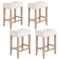 thumbnail image 3 of Furniliving 26" Counter Height Bar Stools, Linen Backless Saddle Seat Barstools, Set of 4,Beige, 3 of 10