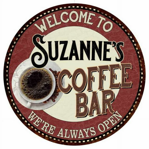 Suzanne's Coffee Bar Round Metal Sign Kitchen Room Wall Décor 200120041155