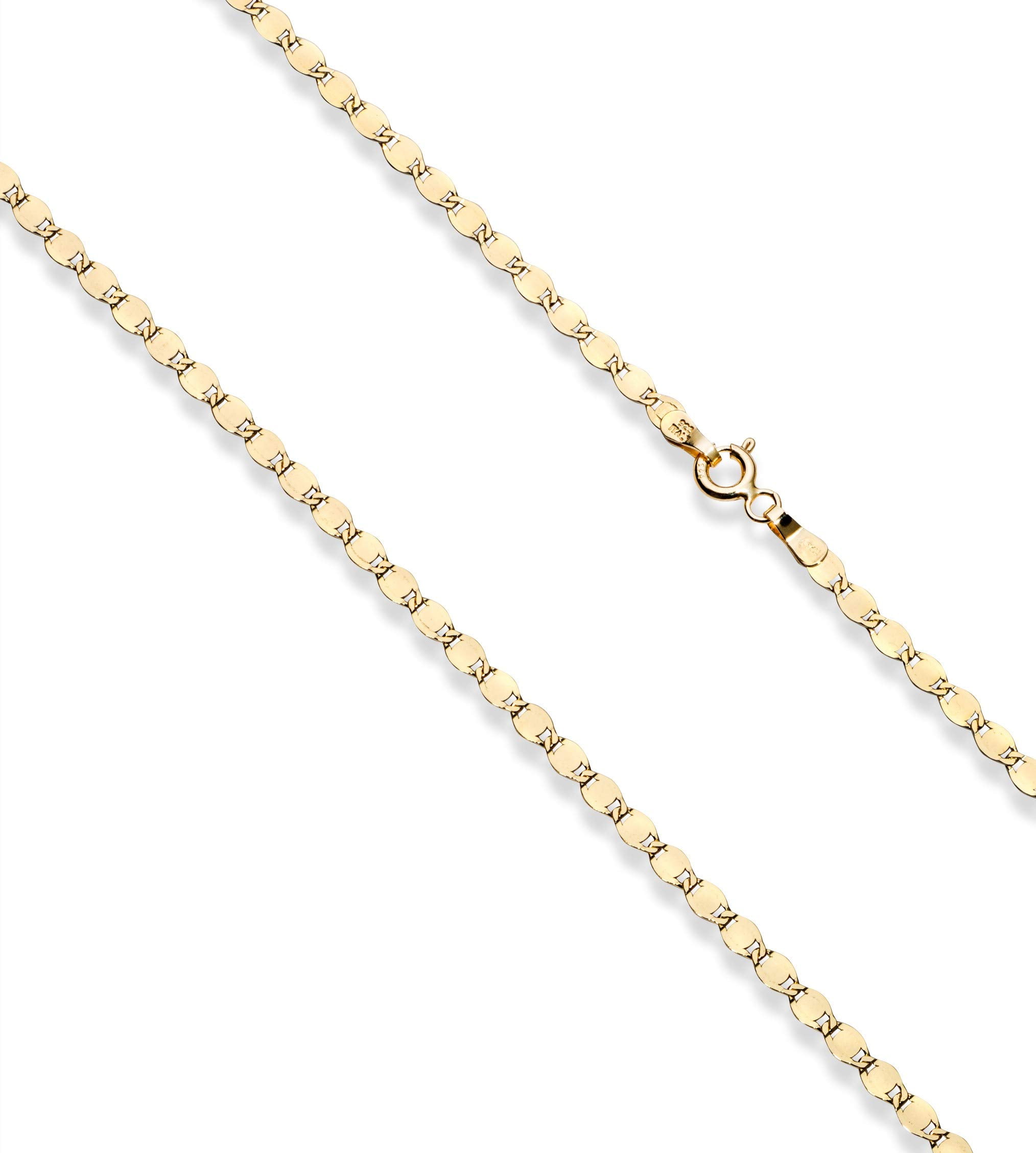 Miabella Italian 18K Gold Over 925 Sterling Silver Sparkle Mirror Link Chain Necklace for Women, Made in Italy (Length 18 inch)