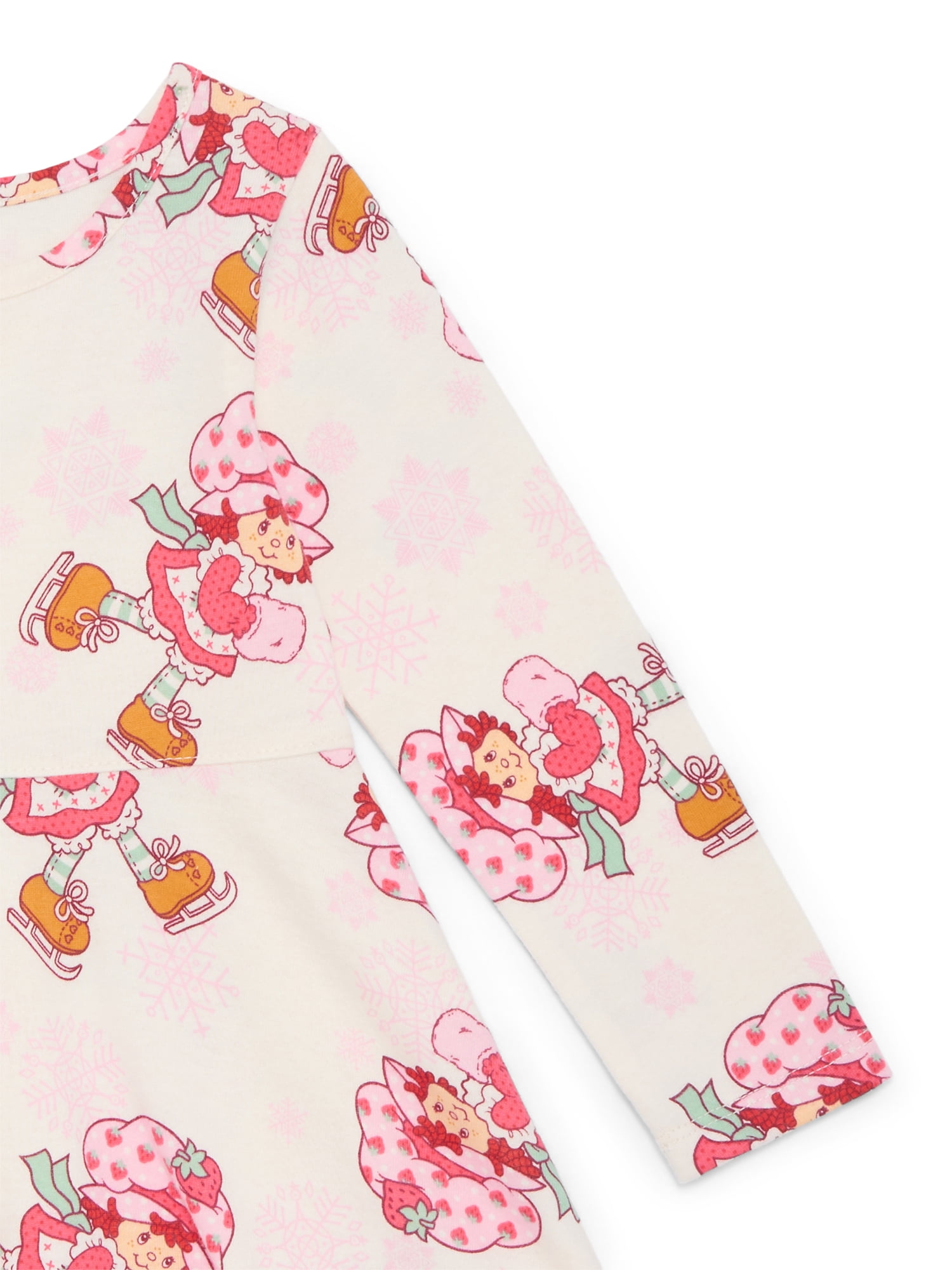 Strawberry Shortcake Toddler Girls Long Sleeve All Over Print Dress, Sizes 12M-5T