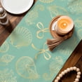 thumbnail image 3 of Ocean Conch Shell Table Runner 72 Inches, Coastal Seahorse Coral Bows Vintage Aqua Bed Runner Dresser Scarves Tabletop for Indoor Outdoor Parties/Ceremony/Banquet, 14" x 72", 3 of 9