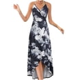 thumbnail image 2 of SMihono Robe Maxi Bohème d'Été pour Femmes Grande Taille Robe Maxi Asymétrique pour Femmes Décontractée à Col en V d'Été à Fleurs Sans Manches Robes de Plage Évasées Robe d'Été, 2 of 9
