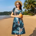 thumbnail image 4 of Balery Cute Koi Fish Serenity Vestidos sueltos de manga corta para mujer, vestidos de verano 2025, vestidos casuales de corte A con vuelo., 4 of 6
