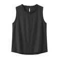 thumbnail image 4 of SSZMDLB Women Plus Size Sleeveless Ruffle Tank Tops Loose Round Neck Basic Tee Solid Boho Casual Summer Tops Vacation Holiday Outfits, Dark Gray 2XL, 4 of 7