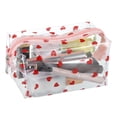 thumbnail image 4 of 1 Pc Bolsa de Maquillaje de Corazón Transparente Portátil para Vacaciones y Viajes de Negocios Rojo, 4 of 4