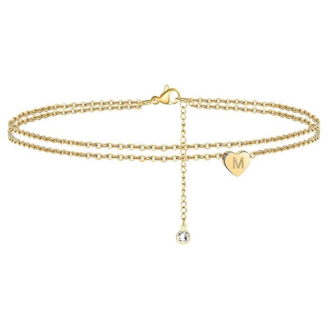 2022 New Heart Initial Beach Tobilleras para mujer, 14K Gold Filled Handmade Dainty Layered Anklet Letter Initial Heart Tobilleras para mujer Beach Jewe Wmkox8yi sjalhkljlk1452