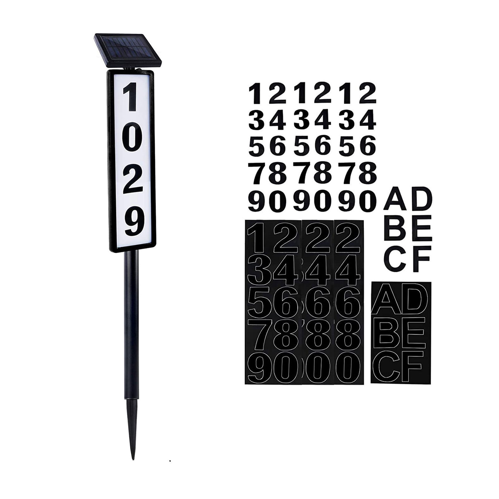 Darzheoy Solar Lighted House Address Numbers Sign, Solar Powered House Numbers Light, LED Illuminated Outdoor Address Plaque for Home Yard Garden House